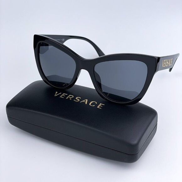 NEW Versace VE4417U GB1/87 Black Dark Gray Cat Eye Women Sunglasses